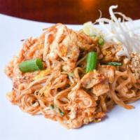Pad Thai · TRADITIONAL STIR-FRIED RICE NOODLES WITH EGG,BEAN SPROUTS AND SCALLIONS .TOPPED WITH LIME WE...