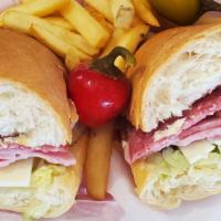 Hoagie · Freshly sliced Italian salami, deli-style baked ham, pro and swiss cheeses. Served on a mini...