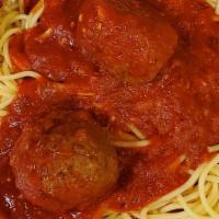 Spaghetti Dinner · Our fresh house-made spaghetti sauce, handmade meatballs, garlic bread and dinner salad! Cho...