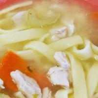 Bowl Chicken Noodle Soup · Classic chicken noodle with freshly chopped carrots and celery.