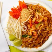 Pad Thai · Rice noodles stir-fried with choice of meat, egg, green onions, bean sprouts, and tamarind s...