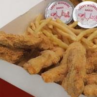 12 Pc Feast Chicken Fingers · 12 Chicken Fingers. Large Fries, Large Coleslaw. 5 Garlic Toast & 3 Sauces