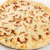 Medium White Pizza (18 Inch) · White pizza includes olive oil, sundried tomatoes, fresh basil, Parmesan, and mozzarella.