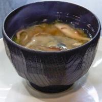 Asari Miso Soup · Clams, tofu, shiitake, seaweed, and scallion.
