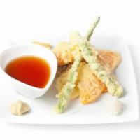 Tempura Plate · Shrimp and vegetable tempura and house dashi.