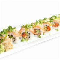 Heat Stroke · Gluten Free. Spicy tuna, avocado, and cucumber. Topped with salmon, lime, cilantro, and jala...
