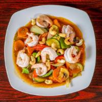 Cashew Nuts Dish · Stir-fry with cashew nut, carrot, bell pepper, onion, mushroom, zucchini with a touch of swe...