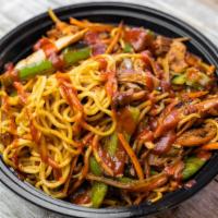 Hibachi Chicken (Large Size Only) · soft egg noodle ,veggies and chicken wok'd in a homemade spicy dragon sauce