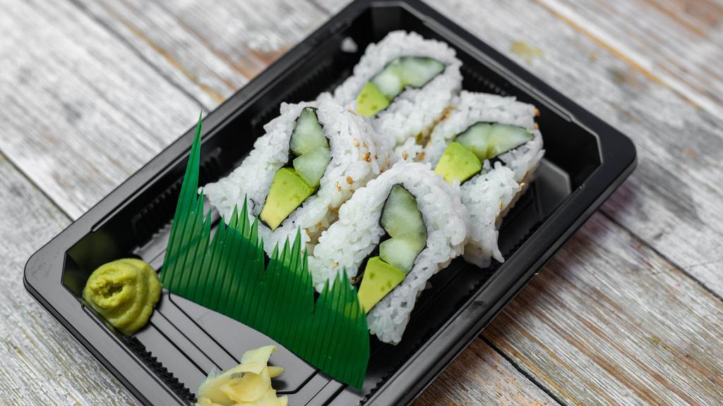 Avocado & Cucumber Roll (4Pc) · Cucumber, avocado, rolled inside-out.