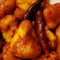 Orange Chicken Platter · Japanese “Tempura-Style” breaded chicken breast glazed with a sweet and tangy orange sauce, ...