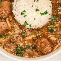 Chicken Gumbo · Chicken, Andouille Sausage with Okra and Trinity 

Specify Spice Level 1-10
