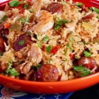 Seafood Jambalaya · Shrimp, crab, lobster, andouille sausage, mussels and clams braised with rice and creole spi...