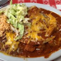 Enchiladas Plate · Served with Beans and Spanish Rice choice of Red or Green Chili 

Cheese  $9.00
Beef        ...