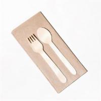 To Go Silverware · Napkin with disposable fork + spoon
