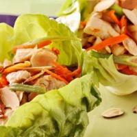 Chicken Lettuce Wrap · Ground chicken with fresh chopped vegetables and a delicious stir-fry sauce, served with fre...