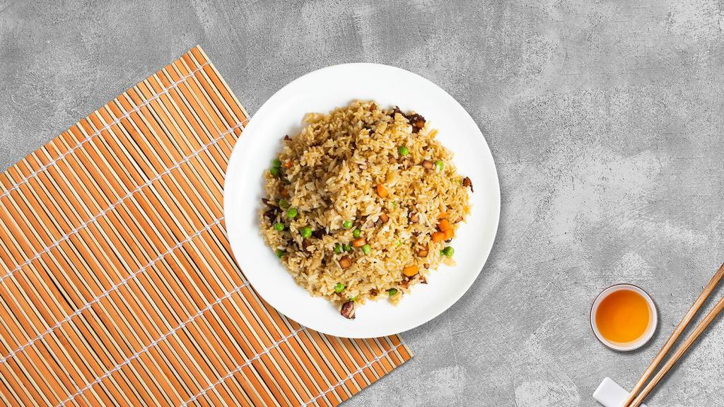 Combination Fried Rice · Stir-fried rice served with combination of pork, beef, chicken, shrimp, egg, tomato and onion.