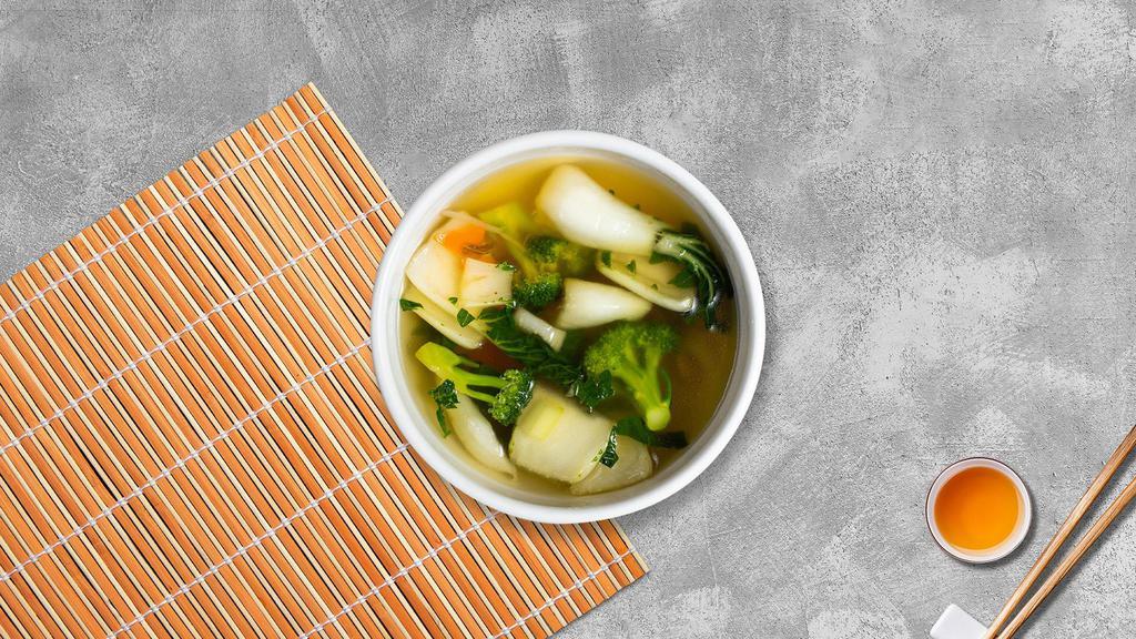 Tofu Vegetable Soup · Mixed vegetables and tofu in a clear broth.