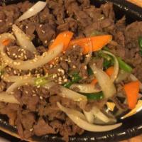 Beef Bulgogi 소불고기 · Marinated shredded ribeye with assorted vegetables