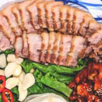 Pork Belly Bo-Ssam 수육보쌈 · Tender boiled pork belly with spicy Kimchi