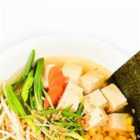 Vegetarian Ramen · Vegetable Broth, Tofu, Mixed Veg, Bean Sprout, 
Bok Choy, Corn, Green Onion