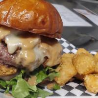 Peanut Butter Bacon Cheese Burger · 1/3 lb. Bacon cheeseburger served peanut butter sauce and lettuce tomato and grilled red oni...