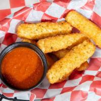 Cheese Sticks · 6 breaded italian mozzarella cheese sticks, served with a side of marinara sauce for dipping.