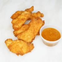Chicken Tenders · 6 breaded chicken tenders, served with choice of dipping sauce. Bbq recommended.