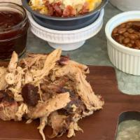 Pulled Pork Plate · Seasoned with our handmade Pork Rub, and smoked for more than half a day; this pork will mel...