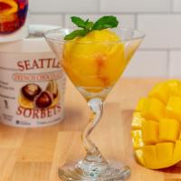 Mango Sunset Sorbet · Pint.  The tropical flavor of ripe mangoes with the compliment of tart raspberries. This sor...