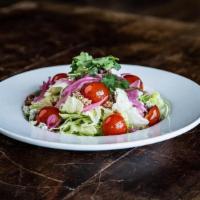 The Wedge · Cubed iceberg lettuce, pickled red onion, applewood smoked bacon, heriloom cherry tomatoes, ...