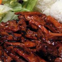 Hot Chicken Teriyaki · Grilled chicken marinated with homemade special hot sauce.