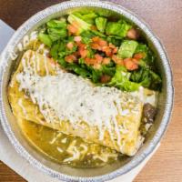 Burrito · Choice of shredded chicken, shredded beef or ground beef, wrapped in a flour tortilla, serve...