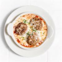 Baked Italian Meatballs · Handmade beef and pork meatballs, marinara, melted cheese. (Meatballs cannot be made gluten ...