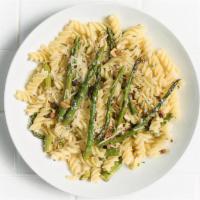 Fusilli With Asparagus And Lemon Cream · Light lemon cream sauce, toasted hazelnuts, parmesan