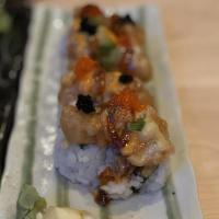 *The Lobster · California roll with baked lobster, tobiko, green onion, citrus, spicy mayo, and unagi sauce...