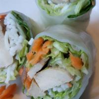 Rock & Roll · Lemongrass chicken, vegetables and rice noodles wrapped in soft rice papers served with pean...