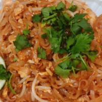 Pad Thai · Medium size rice noodles with egg, bean sprouts, onions and ground peanuts.
