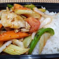 Royal Sweet & Sour · Pineapple, bell peppers, tomatoes, celery, onions, cucumber  in a sweet & sour sauce.