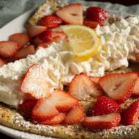 Lemon Berry Crepe · Squeezed lemon juice, fresh strawberries, and chantilly (homemade whip cream!)