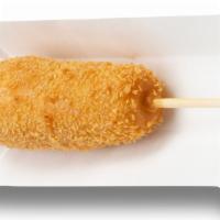 Rice Crispy Corn Dog · 100% Beef sausage.
House made rice flour batter coated with panko & sprinkled sugar.
Served ...
