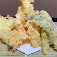 Shrimp & Vegetable Tempura · 2 pieces of shrimp tempura and assorted vegetables with tempura sauce.