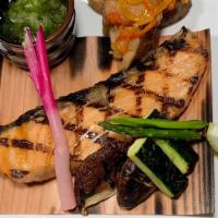 Grilled Salmon · 6 oz. piece of grilled salmon flavored with choice of shioyaki (salt, pepper, and lemon), te...