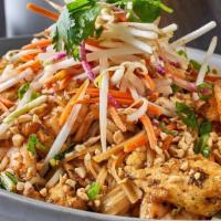 New Wave Pad Thai · shrimp, chicken, egg, peanuts, rice noodles, sweet tamarind-chili sauce