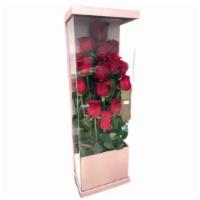 Luxury Rose Arrangement · Beautiful Acrylic Box With 14 premium roses that stand up right.