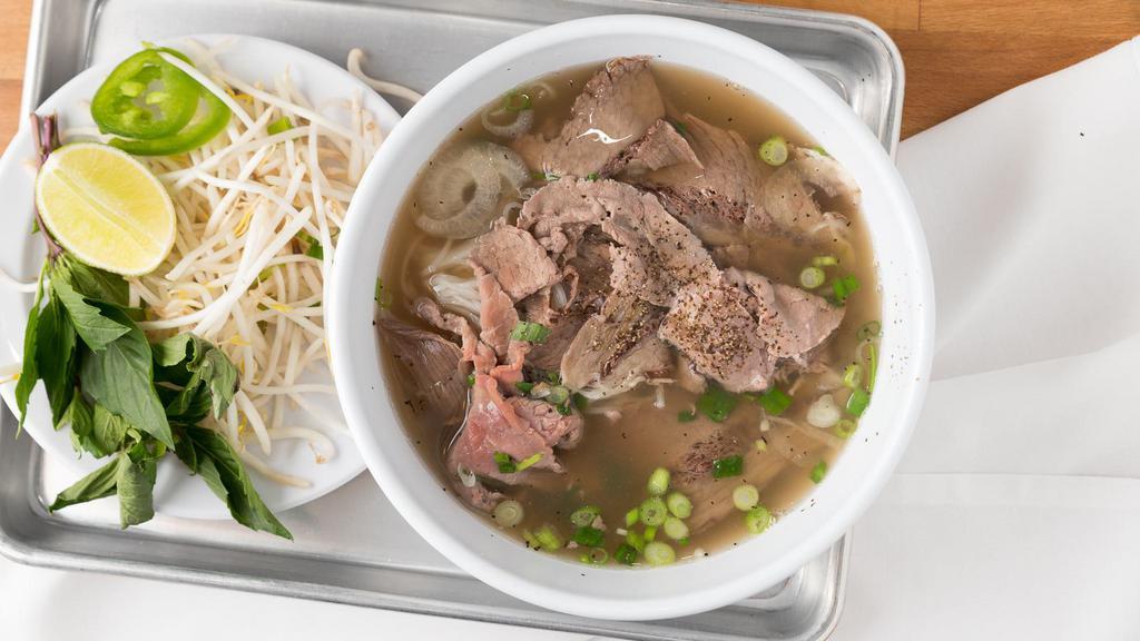 Beef Pho · Most popular. Homestyle Vietnamese noodle soup. Served with fresh bean sprouts, lime, jalapeño, basil and shiso.