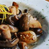Champagne Mushrooms · fresh mushrooms sauteed in champagne and butter finished with gremolata