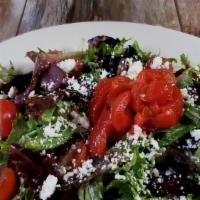 Mediterranean Salad · mixed greens, artichoke hearts, roasted sweet pepper, tomato, crumbled feta, and kalamata ol...