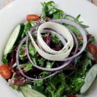 House · mixed greens, red onion, tomato, cucumber, and asiago with our creamy Italian dressing