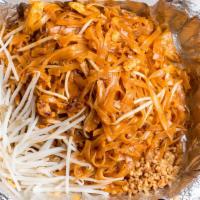 Pad Thai · Rice noodles, eggs, bean sprouts, and onions, stir-fried in our sweet and tangy sauce and to...