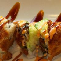 Dragon Gone Wild (8 Pcs) · In: spicy tuna, cucumber. Top: eel, avocado. Sauce: sweet sauce and spicy mayo. Etc.: contai...